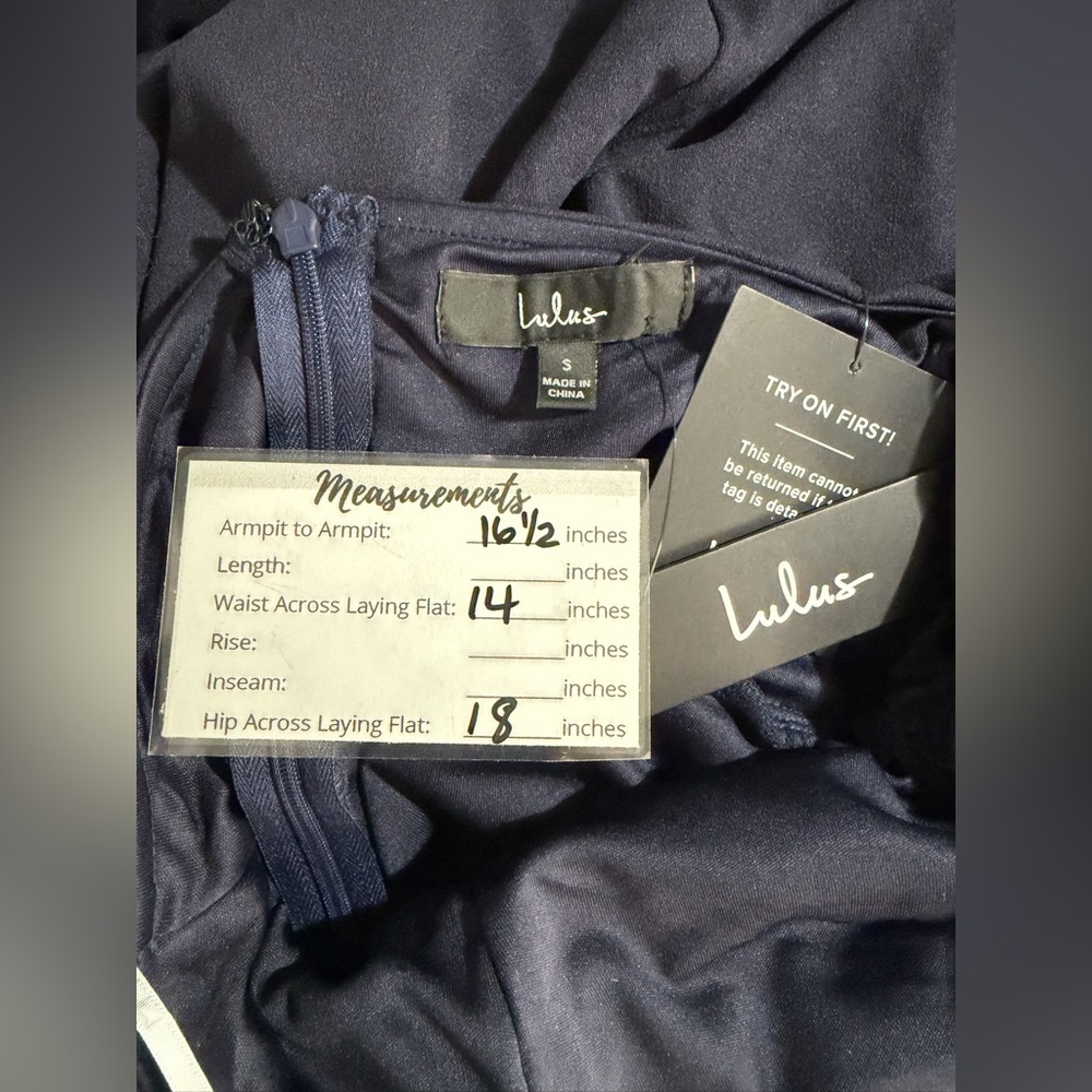 Lulus NWT “Majestic Perfection” Navy Blue Ruffled Halter Maxi Dress. Size Small. - Picture 4 of 16